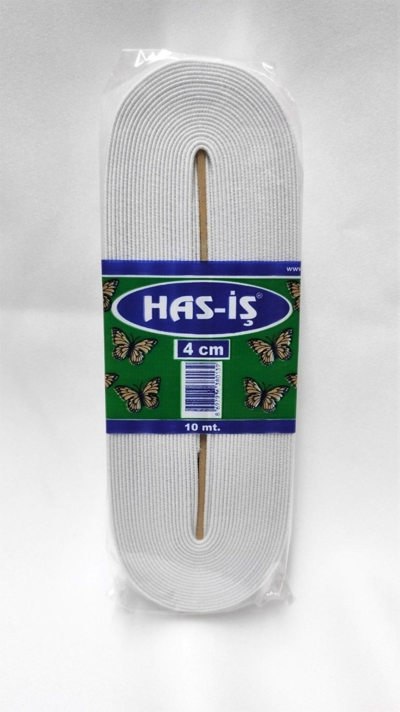 Atmaca Tuhafiye Atmaca Haberdashery Has-Iş White 4 cm Flat Elastic 10 Meters Waist Leg Panty Elastic
