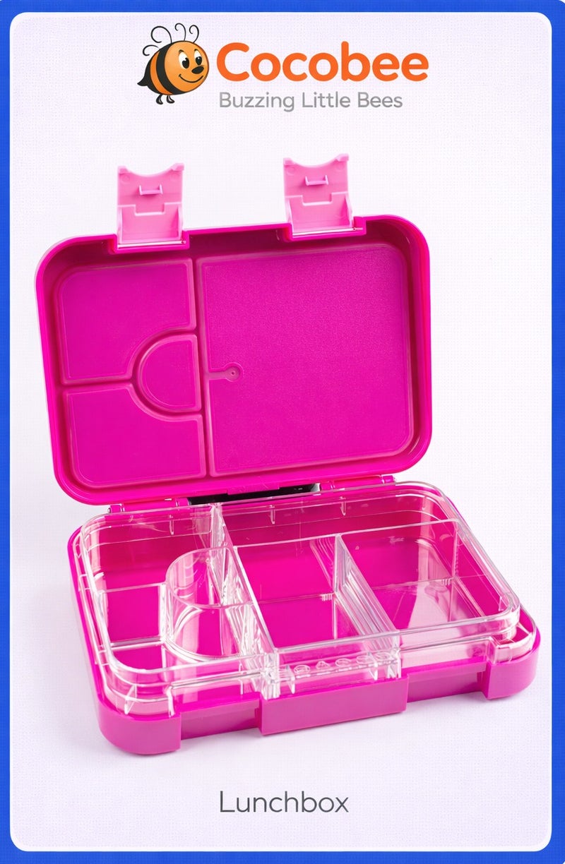 Cocobee Bento Lunch Box,6 Adjustable Compartments - Dark Pink - Image 1