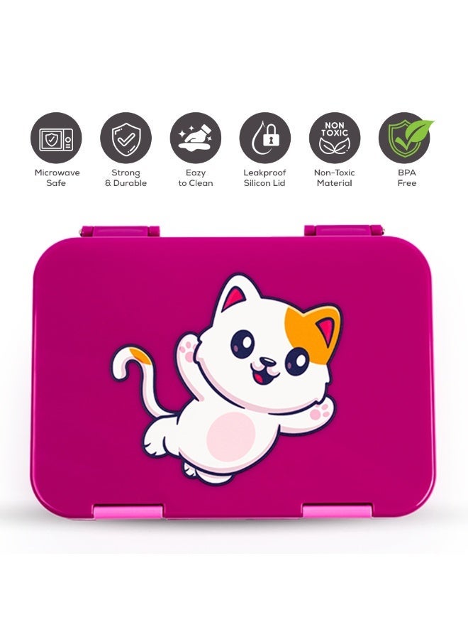 Cocobee Bento Lunch Box,6 Adjustable Compartments - Dark Pink - Image 2