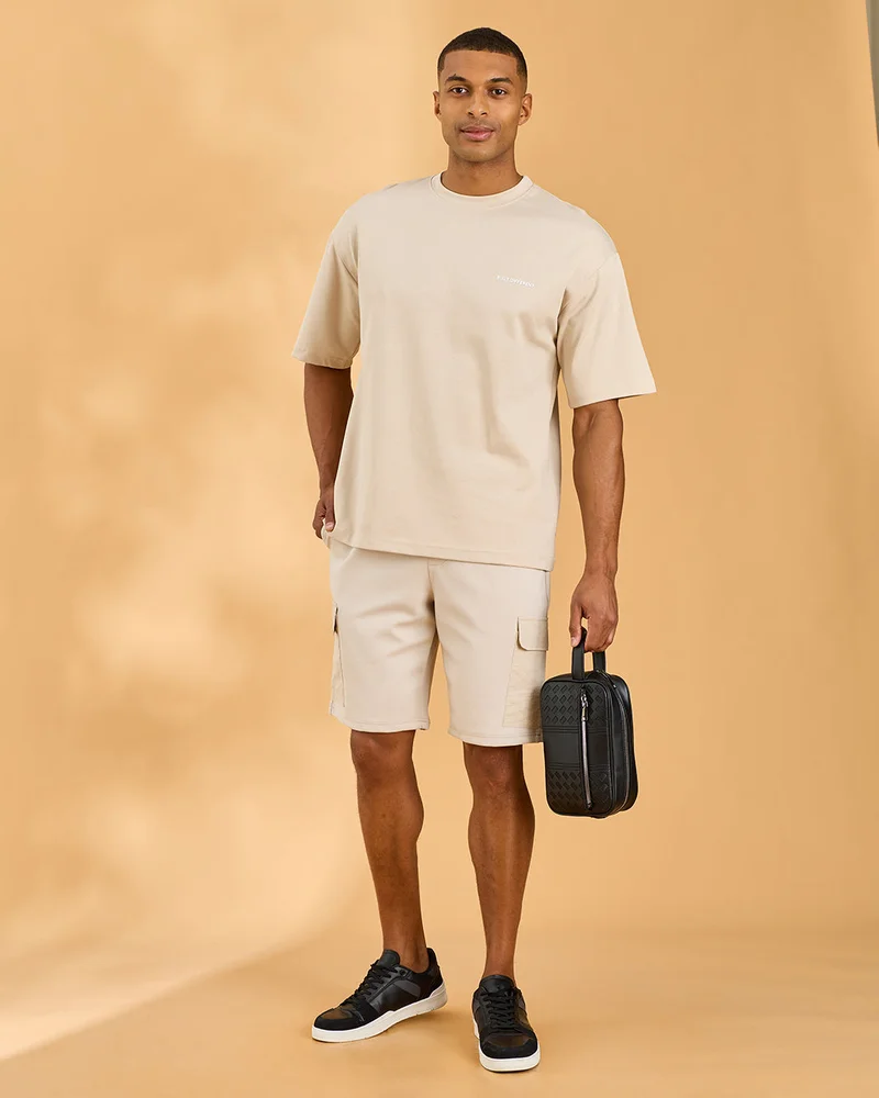 Redtag Men Beige Solid T-Shirt