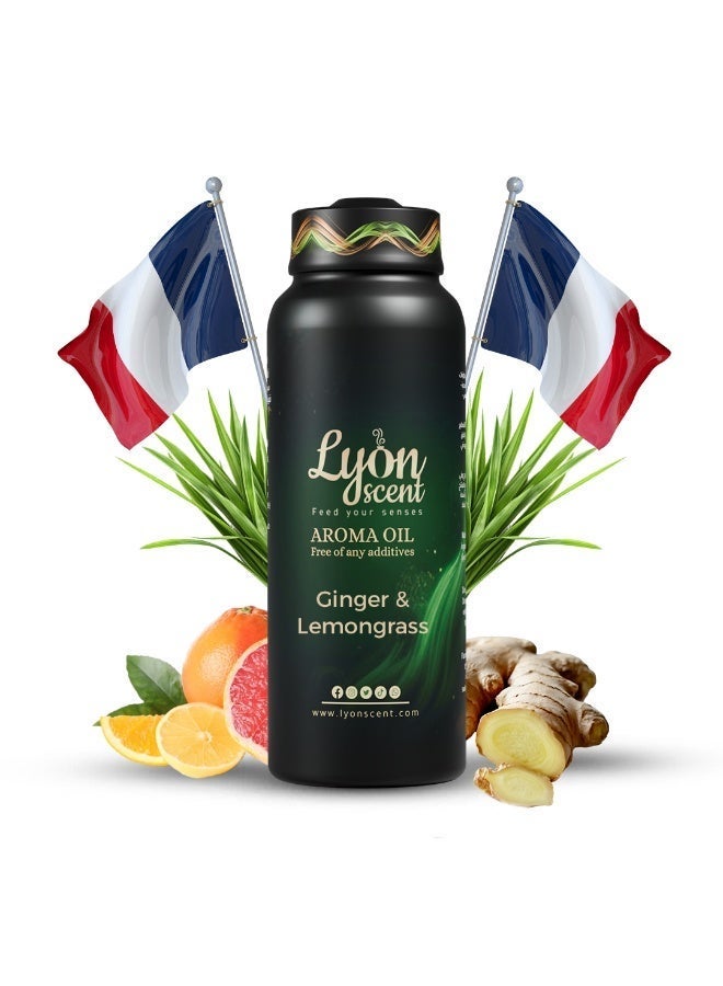Lyon Scent Aroma Oil, 100% Pure Oil, Perfume for Air Freshener, Diffuser Aroma, Fragrance Oil, Air Freshener Oil refill, Essential Scented Oil, Luxurious Scent (Ginger & Lemongrass) - Image 1