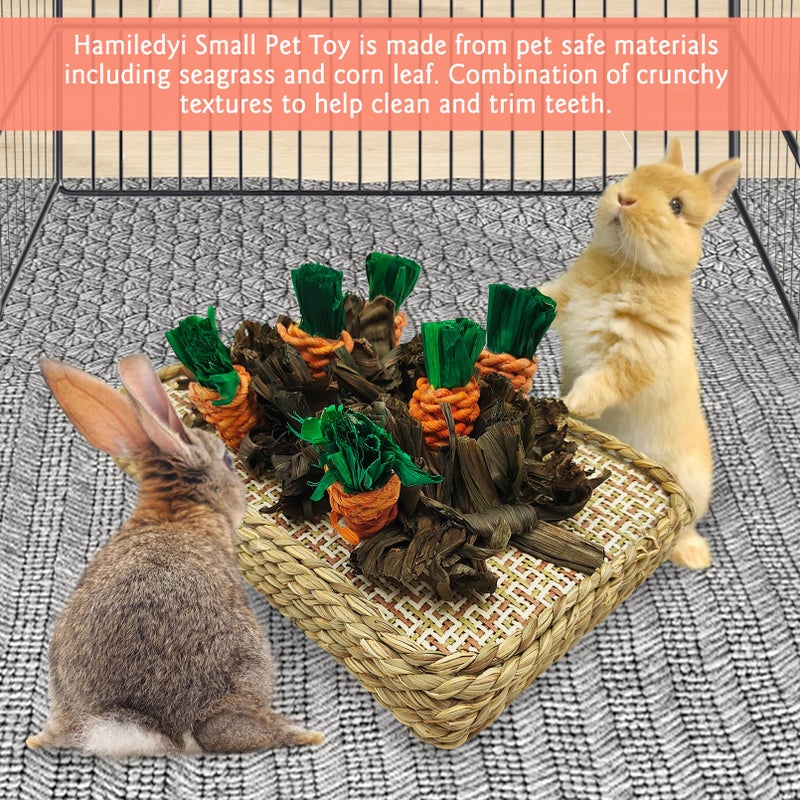 Hamiledyi Pet Fun Bunny Chew Toy Rattan Grass Scratcher Rabbit Enrichment Climbing Play Carrot Digging Toys for Bunnies Rabbits Guinea Pigs Parrots Ferret Hedgehog Squirrel and Other Rodents - Image 5