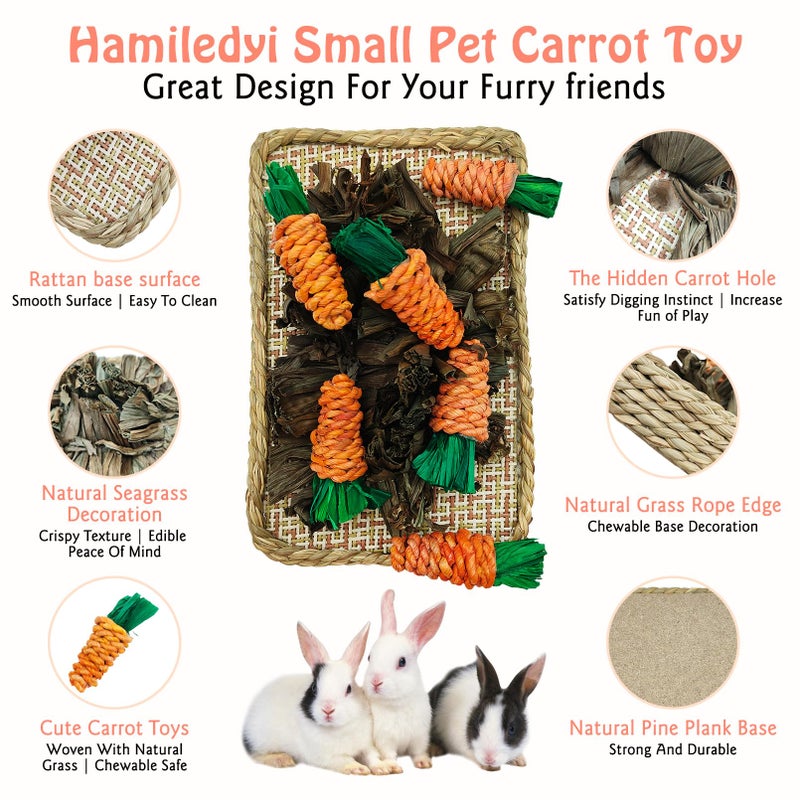 Hamiledyi Pet Fun Bunny Chew Toy Rattan Grass Scratcher Rabbit Enrichment Climbing Play Carrot Digging Toys for Bunnies Rabbits Guinea Pigs Parrots Ferret Hedgehog Squirrel and Other Rodents - Image 2