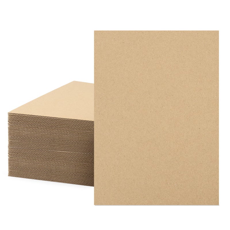 MBC MAT BOARD CENTER Mat Board Center 50 Corrugated Cardboard Sheets 5x7 Inches Flat Card Board Inserts for Packing Shipping Mailing DIY Crafts