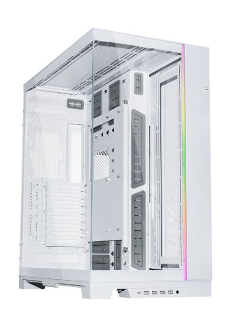 حافظة كمبيوتر Lian Li O11 Dynamic EVO XL Full Tower، دعم مشعاع يصل إلى 420 مم ومراوح 11x، مقبس 3.5 مم، USB-A 3.2x4، منافذ USB-C 3.2 I/O، أبيض | O11DXL-W