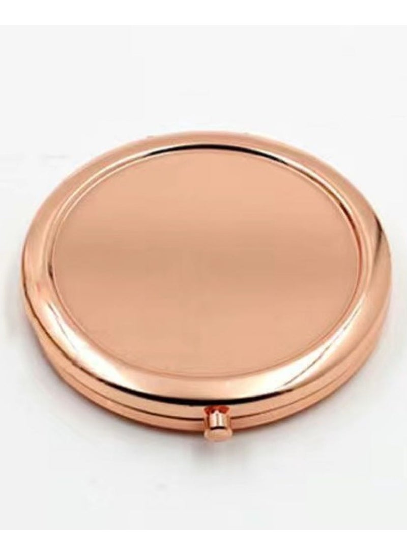 مرآة مكياج كلاسيكية قابلة للطي مصنوعة يدويًا باللون الذهبي الوردي - Image 2