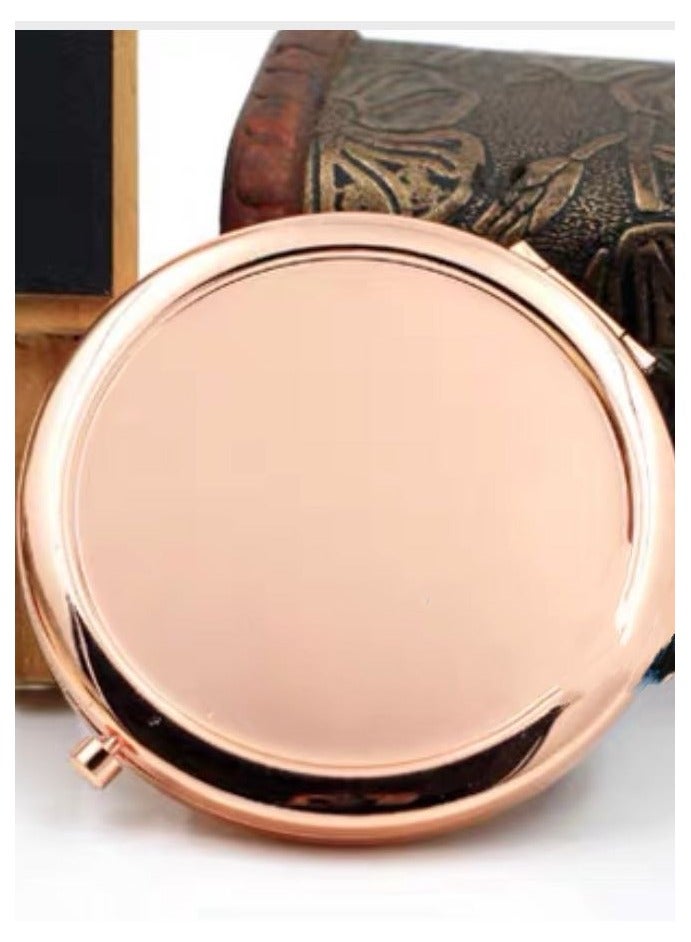 مرآة مكياج كلاسيكية قابلة للطي مصنوعة يدويًا باللون الذهبي الوردي - Image 4