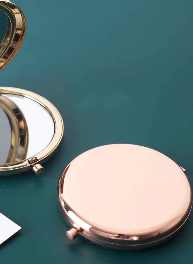 مرآة مكياج كلاسيكية قابلة للطي مصنوعة يدويًا باللون الذهبي الوردي - Image 5