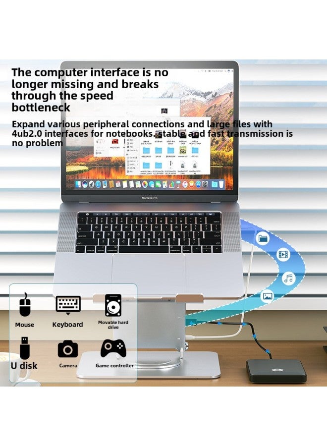 Desktop Laptop Bracket Upgrade And Expansion Dock Rotary Office Entertainment Live Elevated Rack Support Wholesale-Color:A12 Docking Station Fixed Silver - Image 5