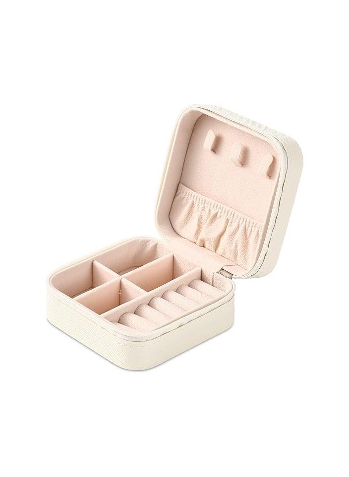White Small Jewelry Box, Rings, Earrings, Necklace and Bracelet Organizer, mini Travel portable Jewelry Case, Gifts for Girls, Jewelry Display Case  - Image 1