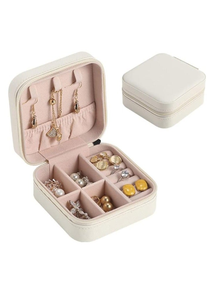 White Small Jewelry Box, Rings, Earrings, Necklace and Bracelet Organizer, mini Travel portable Jewelry Case, Gifts for Girls, Jewelry Display Case  - Image 2