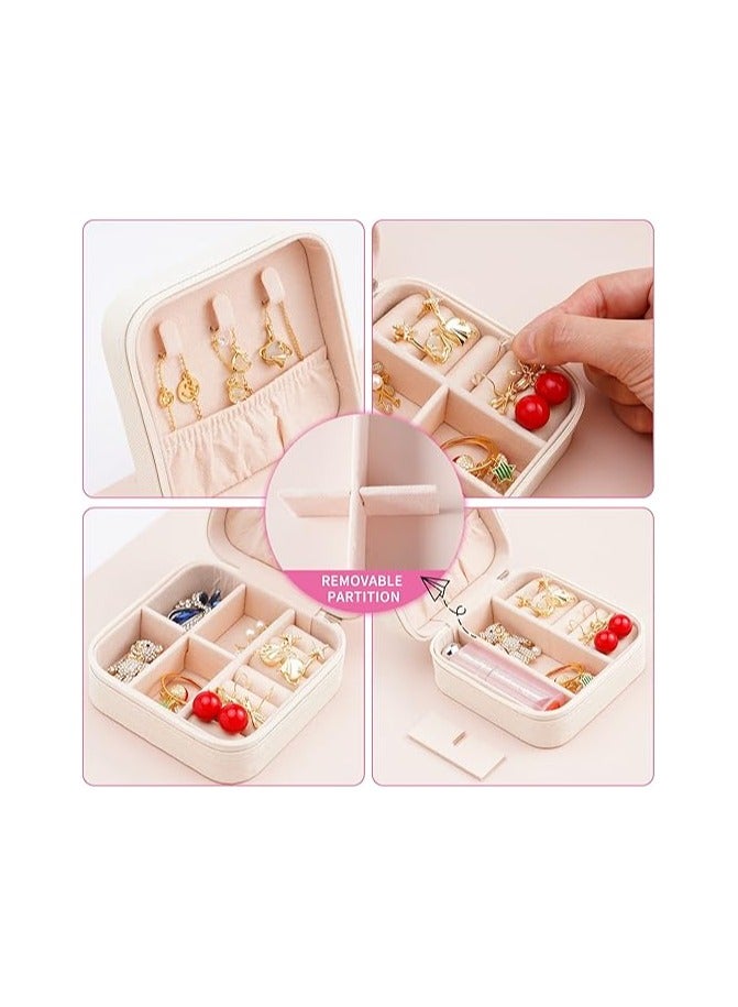 White Small Jewelry Box, Rings, Earrings, Necklace and Bracelet Organizer, mini Travel portable Jewelry Case, Gifts for Girls, Jewelry Display Case  - Image 3