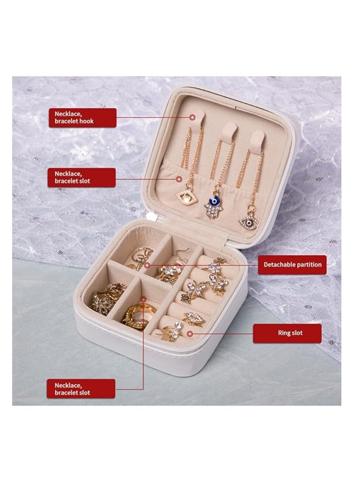 White Small Jewelry Box, Rings, Earrings, Necklace and Bracelet Organizer, mini Travel portable Jewelry Case, Gifts for Girls, Jewelry Display Case  - Image 4