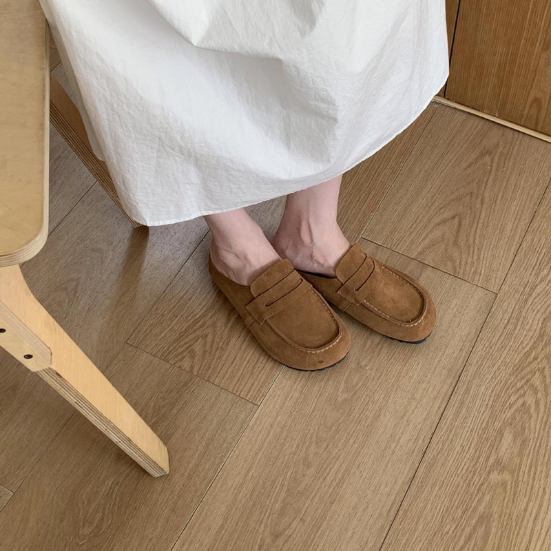2025 Spring/ Korean Retro Buckle Strap Closed-Toe Women'S Mules With Hidden Wedge For Outdoor And Indoor Wear - Image 2