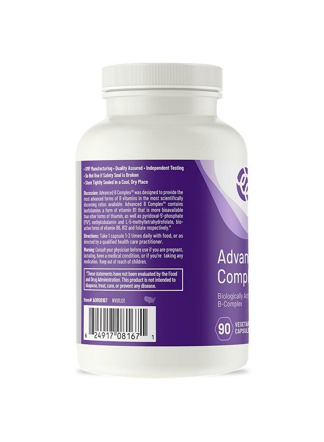 AOR , Advanced B Complex, Multivitamin Support For Energy, Stress And Metabolism, Dietary Supplement, 90 Capsules (90 Servings) - Image 2