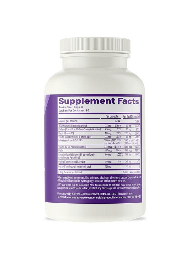 AOR , Advanced B Complex, Multivitamin Support For Energy, Stress And Metabolism, Dietary Supplement, 90 Capsules (90 Servings) - Image 3