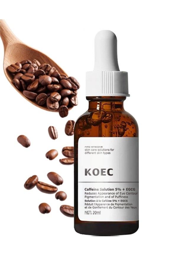KOEC Caffeine Solution 5% + EGCG,Reduces Appearance of Eye Contour Pigmentation and of PuffinessSolution 30ml - Image 1