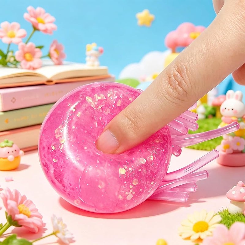 QITAI 2Pcs Jellyfish Squeeze Toys, Drop Malt Sugar Balls Relieve Stress, Fidget Toy with a Super Solid for Kids, Sensory Toys for Anxiety and Stress Relief, Summer Party Gifts for Kids and Adult - Image 4