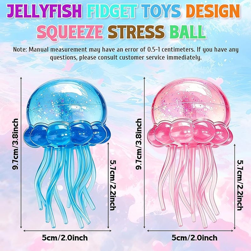 QITAI 2Pcs Jellyfish Squeeze Toys, Drop Malt Sugar Balls Relieve Stress, Fidget Toy with a Super Solid for Kids, Sensory Toys for Anxiety and Stress Relief, Summer Party Gifts for Kids and Adult - Image 2