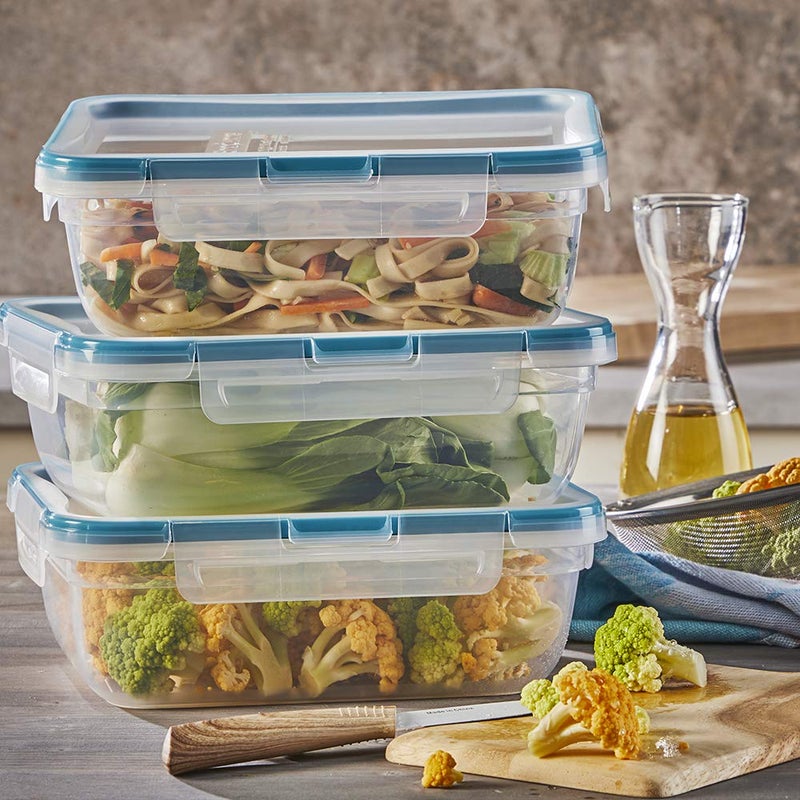 Snapware Total Solution 3-Pack (8.5-Cup) Plastic Food Storage Containers Set, Leakproof & Airtight Locking Lids Rectangular Tupperware, Non-Toxic BPA-Free Lids, Microwave Dishwasher Freezer Safe - Image 4