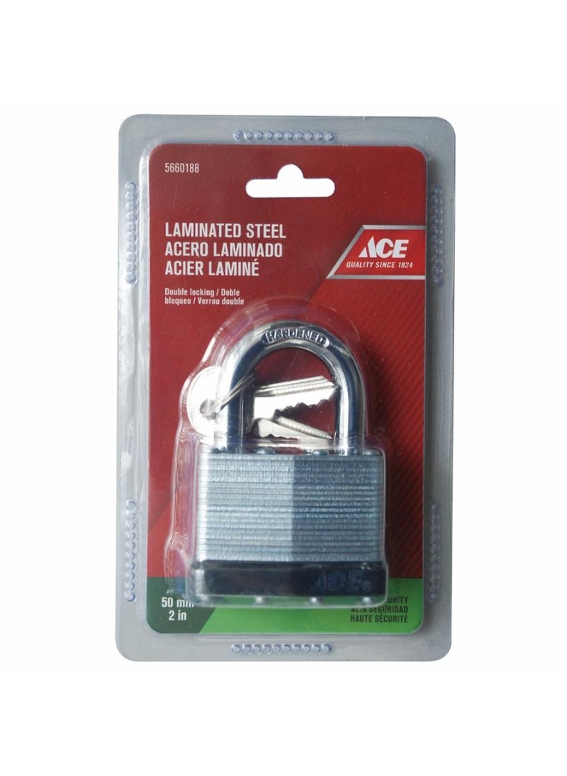 ACE Laminated Steel Padlock W Keys 5 cm 