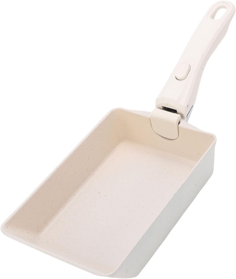 Tamagoyaki Pan, Anti Stick Rectangular Japanese Omelette Pan with Detachable Heat Proof Handle, for Gas Stove Induction Cooker Electric Stove (Beige) - Image 1