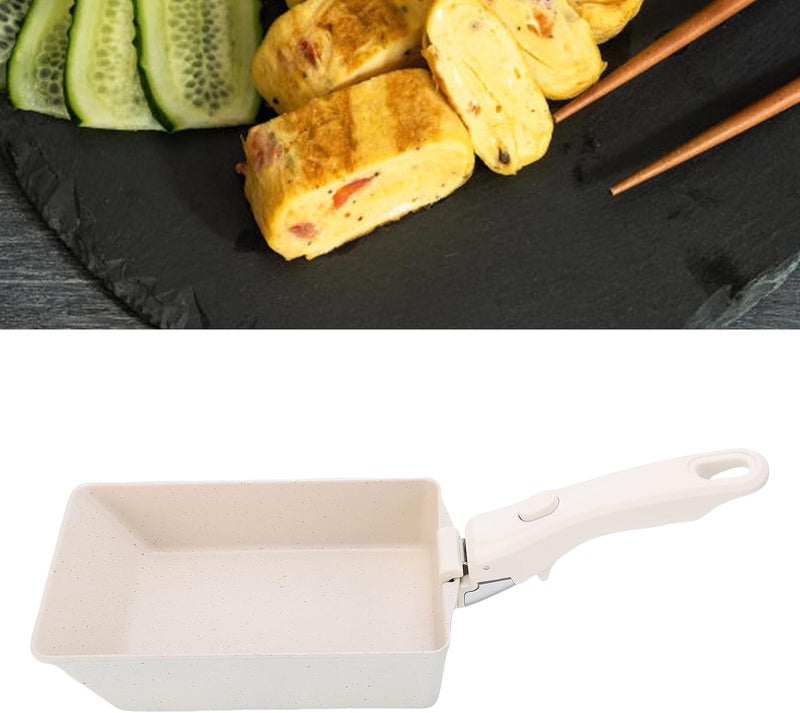 Tamagoyaki Pan, Anti Stick Rectangular Japanese Omelette Pan with Detachable Heat Proof Handle, for Gas Stove Induction Cooker Electric Stove (Beige) - Image 5