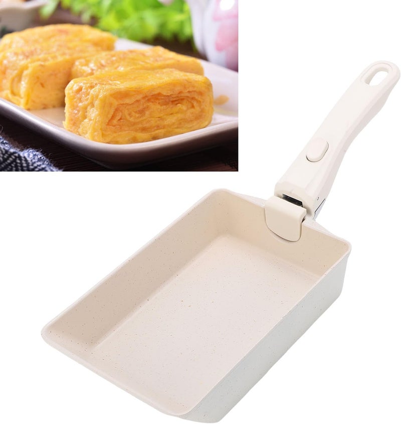 Tamagoyaki Pan, Anti Stick Rectangular Japanese Omelette Pan with Detachable Heat Proof Handle, for Gas Stove Induction Cooker Electric Stove (Beige) - Image 4