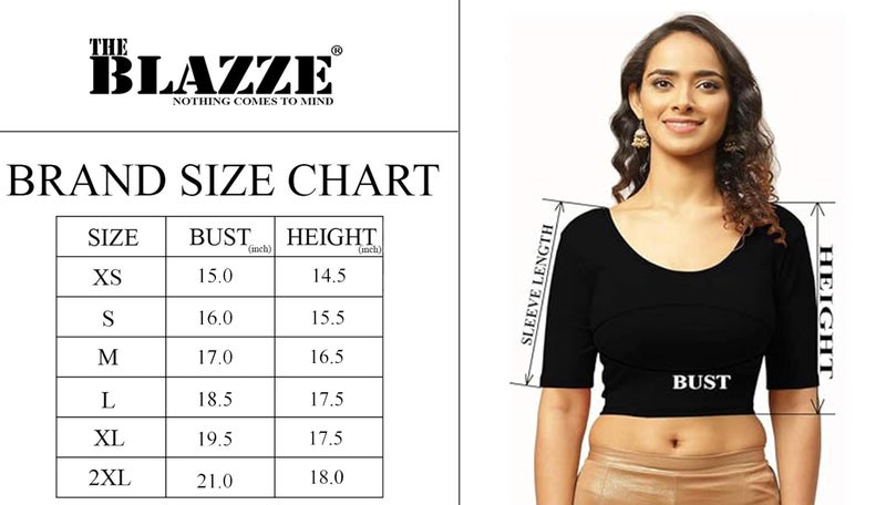 THE BLAZZE 1303 Women's Cotton Scoop Neck Backless Elbow Sleeve Crop Top Readymade Saree Blouse for Women's L152 B1303 (2XL, MRN), Maroon - Image 4