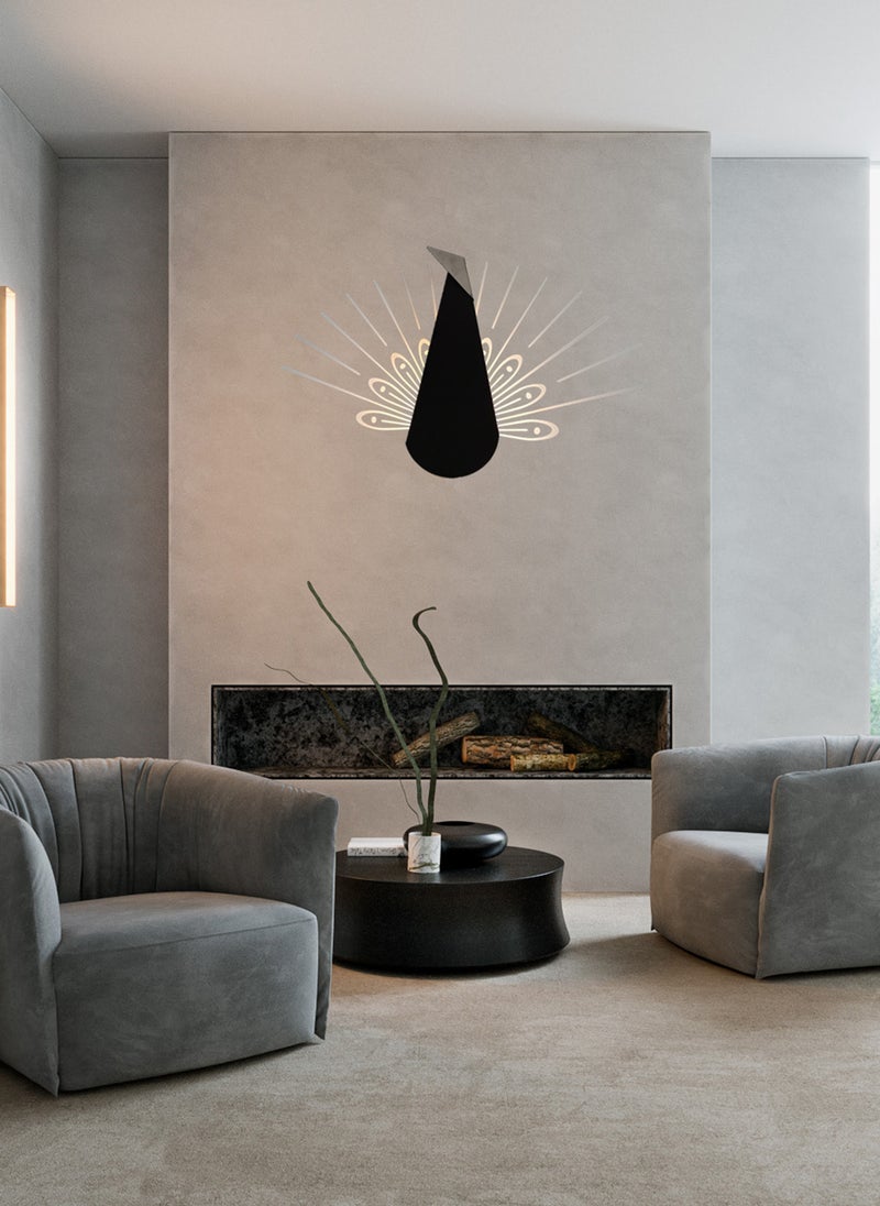 Onelight Led Creative Iron Art Wall Lamp With Peacock Opening Tail Theme Effect  - Image 2