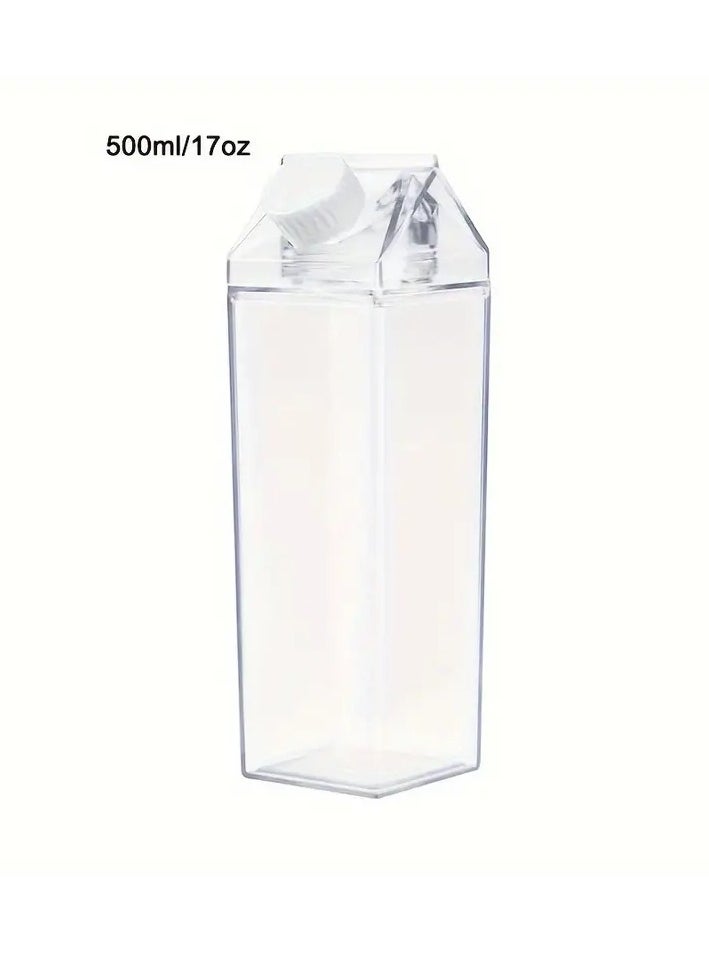 Homesmiths Plastic Milk Bottle, Reusable Milk and Juice Jug, Transparent, Rotatable Seal for Freshness, Perfect for Office, Camping & Kitchen Use, BPA-Free Container- 500ML  - Image 1