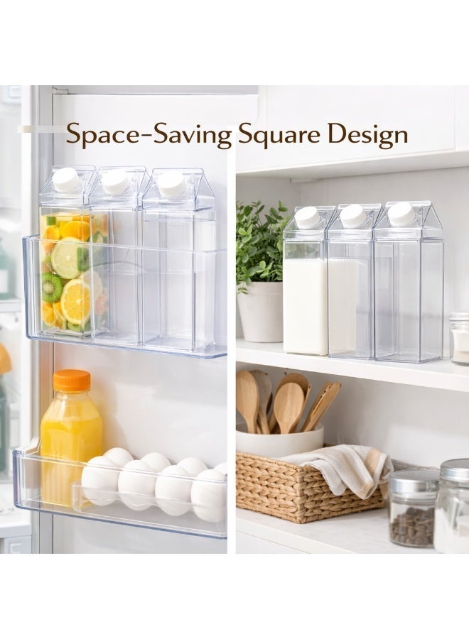 Homesmiths Clear Square Bottle 500ML Multipurpose Storage Container - Transparent Juice Milk Water Bottle with Leak Resistant Cap for Fridge Storage, Kitchen, Beverage, Liquid Organizer - Image 4