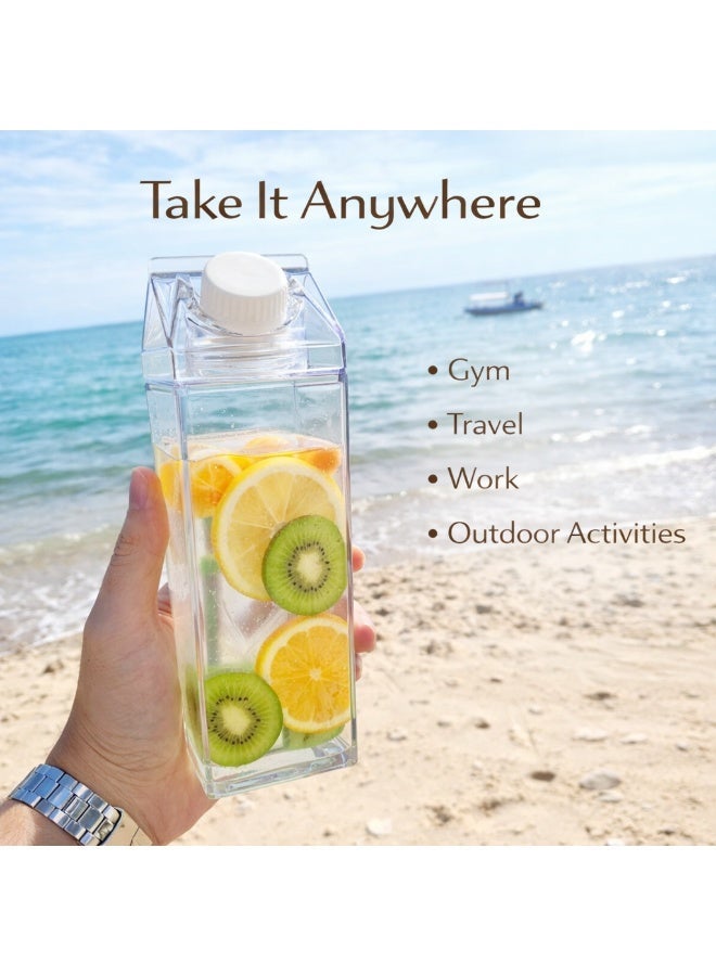 Homesmiths Clear Square Bottle 500ML Multipurpose Storage Container - Transparent Juice Milk Water Bottle with Leak Resistant Cap for Fridge Storage, Kitchen, Beverage, Liquid Organizer - Image 5