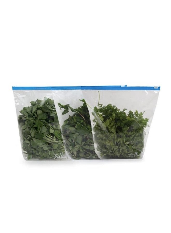 TRILLIUM Seal Freezer Food Storage Bags 15 ziplock bags for fridge in 1 ziplock bag Microwave Safe, Transparent & BPA Free I Pack of 15 (Medium 10"*10"+2" Expandable bottom) ziplock pouch medium size - Image 1