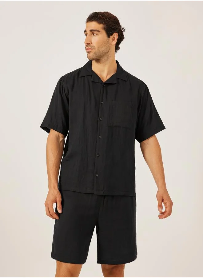 Styli Styli Solid Short Sleeve Relaxed Fit Shirt and Shorts Co-Ords