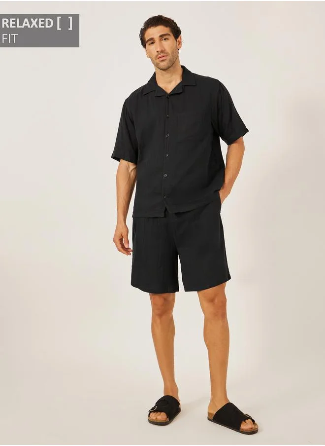 Styli Styli Solid Short Sleeve Relaxed Fit Shirt and Shorts Co-Ords