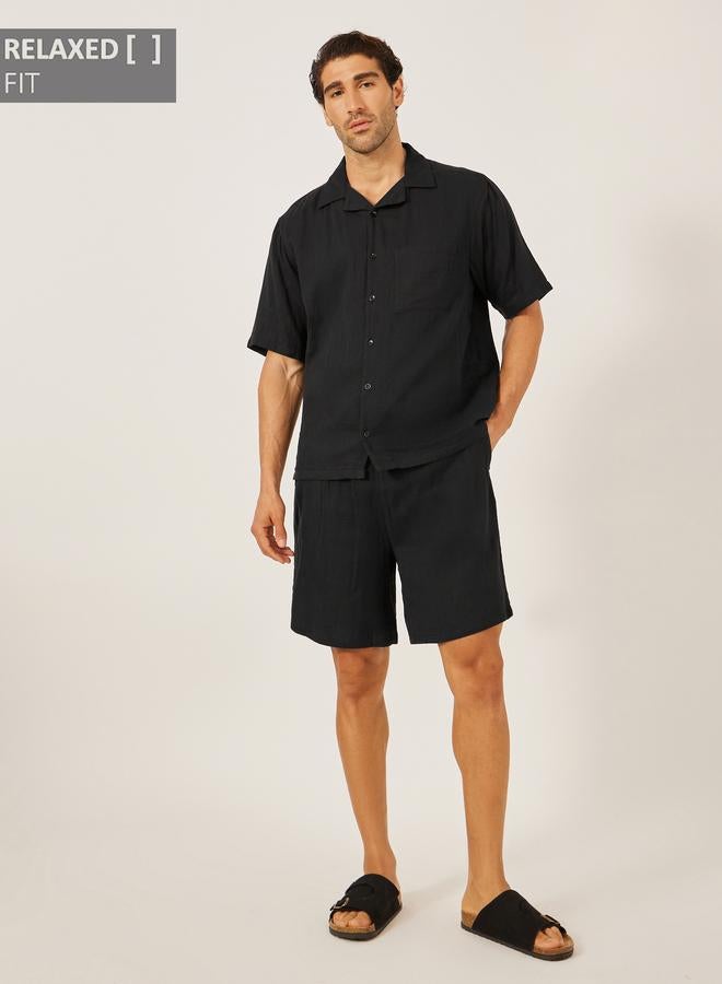 Styli Styli Solid Short Sleeve Relaxed Fit Shirt and Shorts Co-Ords  - Image 1
