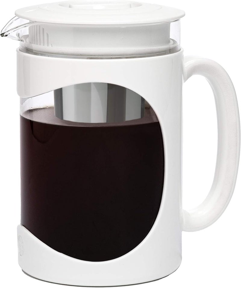 Primula Burke Deluxe Cold Brew Iced Coffee Maker, Comfort Grip Handle, Durable Glass Carafe, Removable Mesh Filter, Perfect 6 Cup Size, Dishwasher Safe, 1.6 qt, White - Image 1