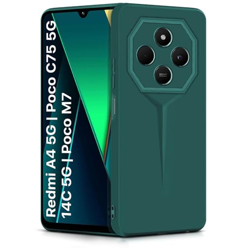 WOW IMAGINE Back Cover for Redmi A4 5G | Poco C75 5G | 14C 5G | Poco M7 | Blade Series Ultra Thin Case with Lightweight Design | Camera Protection | Soft Matte Silicone Flexible Mobile Case - Green - Image 1