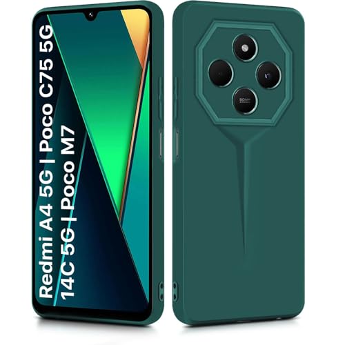 WOW IMAGINE Back Cover for Redmi A4 5G | Poco C75 5G | 14C 5G | Poco M7 | Blade Series Ultra Thin Case with Lightweight Design | Camera Protection | Soft Matte Silicone Flexible Mobile Case - Green - Image 2