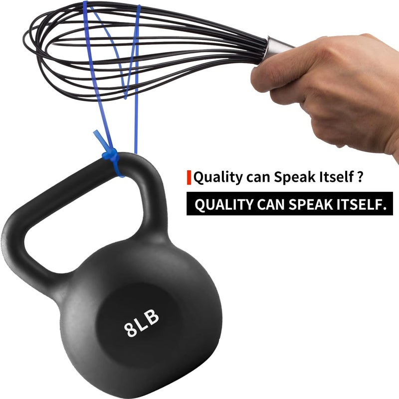 TEEVEA Silicone Whisk Set of 3 Non Scratch Non Stick Silicone Coated Stainless Steel Wire Whisks Heat Resistant 480°F Kitchen Wisk for Cooking Blending Whisking Tool Black - Image 3