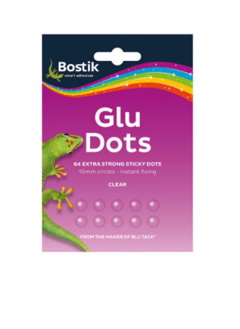 Bostik Bostik 64 Extra Strong Sticky Glu Dots Clear Sticks on Almost Everything (Pack of 12)  - Image 1