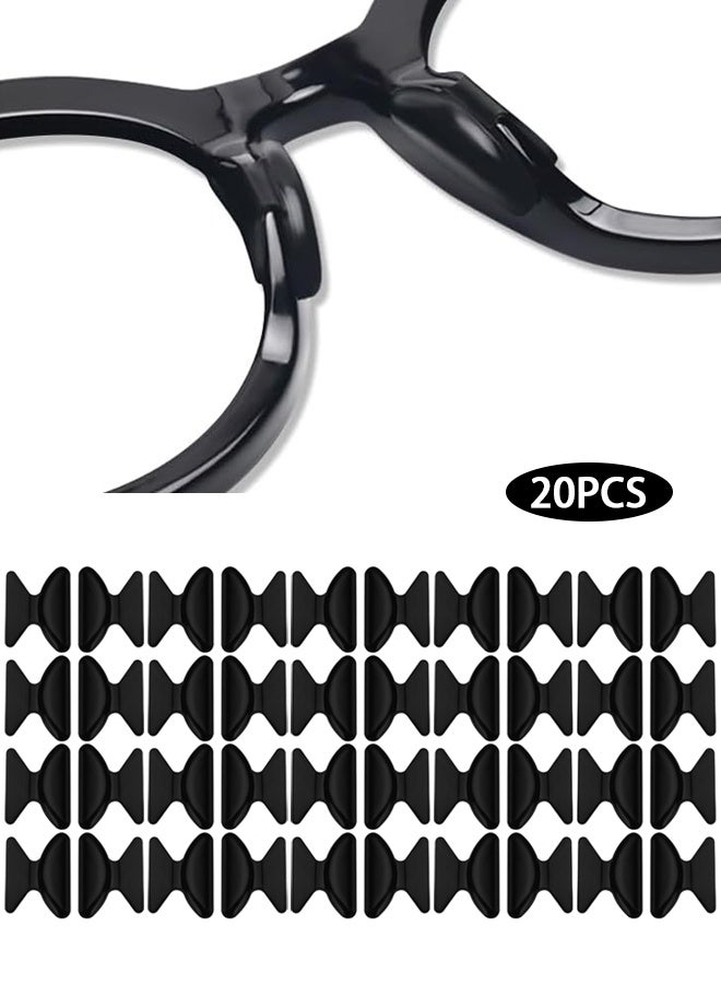 Wffo Anti-Slip Nose Pads Silicone Butterfly Shape - 20 Pairs Eyeglass Nose Pads - Soft Non-Slip Adhesive Nose Pads - for Reading Glasses Sunglasses Spectacles - Super Sticky Backing （1.8mm/Black） - Image 1