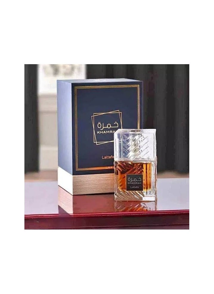 Lattafa - Perfume by Lattafa Khamra, a spicy perfume for women and men. It smells very beautiful. 100 ml spray. Top notes: cinnamon, nutmeg, bergamot. Middle notes: dates, praline, tuberose, - Image 1