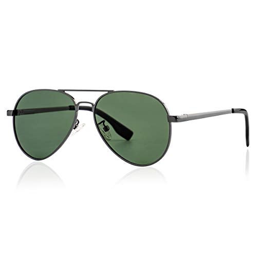 Gleyemor Polarized Aviator Sunglasses for Small Face Women and Men, 52MM Small Aviators 100% UV Protection (Gunmetal/G15) - Image 1