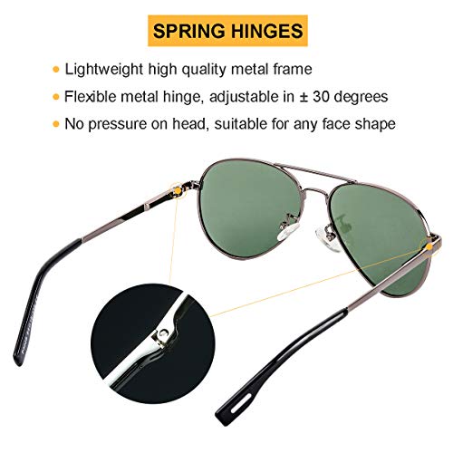 Gleyemor Polarized Aviator Sunglasses for Small Face Women and Men, 52MM Small Aviators 100% UV Protection (Gunmetal/G15) - Image 4