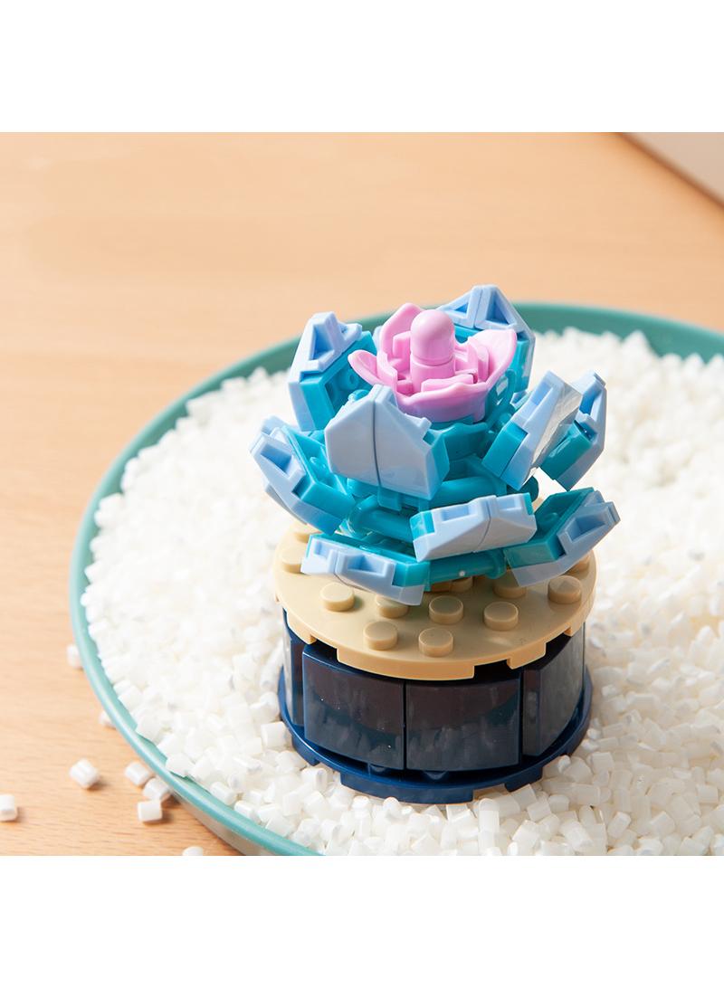 6pcs small particle building blocks with fleshy flower bouquet decorations for children's puzzle assembly and assembly toys - Image 2