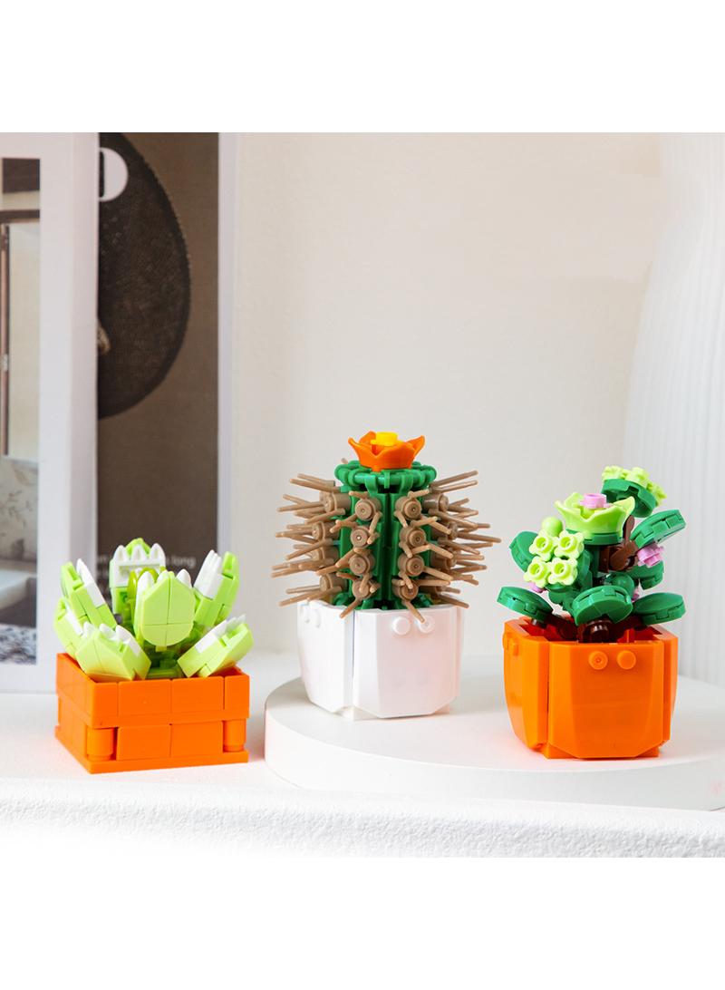 6pcs small particle building blocks with fleshy flower bouquet decorations for children's puzzle assembly and assembly toys - Image 3