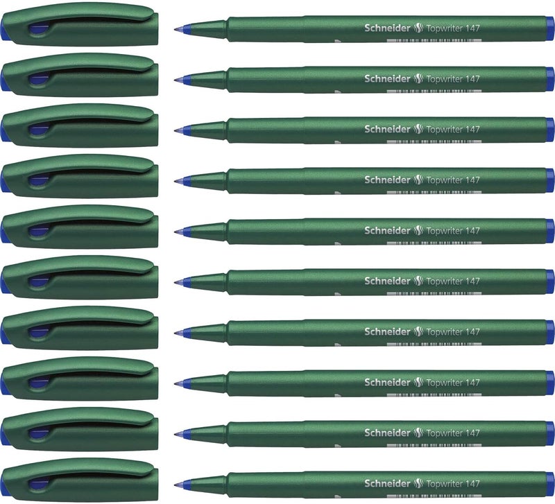 Schneider Topwriter 147 Mint Green Barrel Fiber Pen - Blue (Pack Of 10) - Image 1
