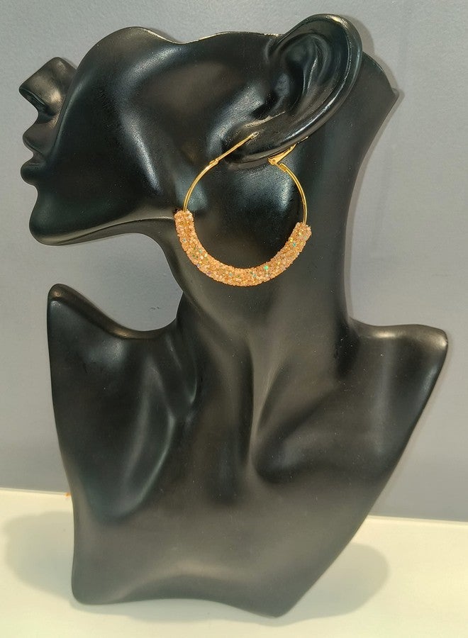 La Belleza Golden Polish Jari Hoop/Bali Earring for Girls and Women (In Different Color) (Peach) - Image 2